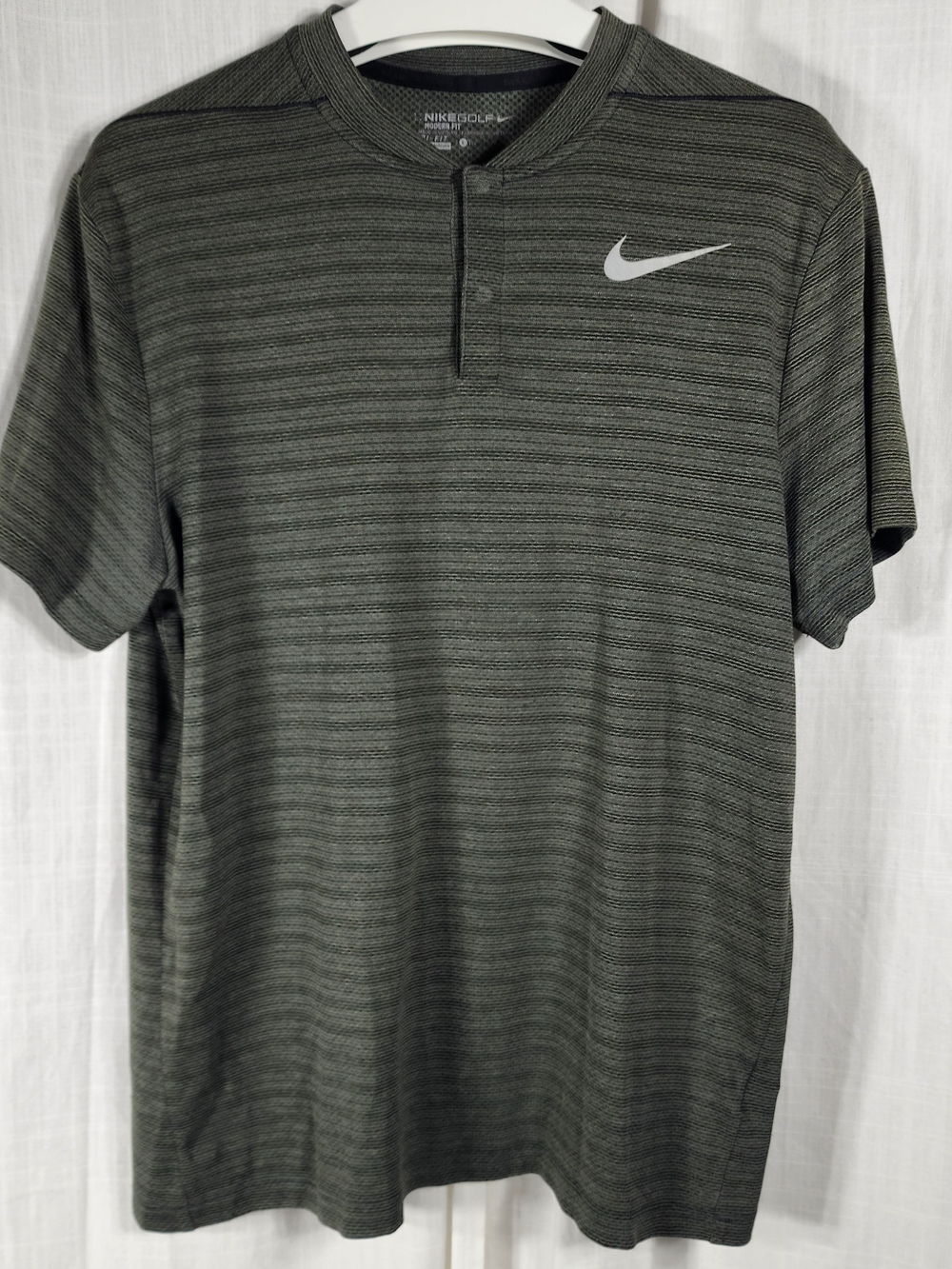 Nike Men's Gray Striped Performance Henley
